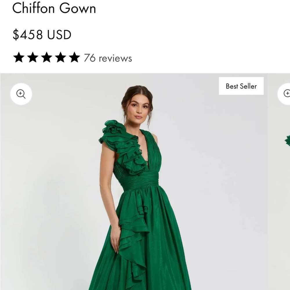 Mac Duggal Vibrant Green Ruffle Chiffon Dress